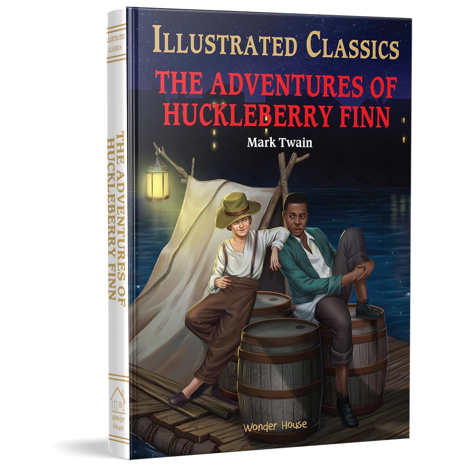 The Adventures of Huckleberry Finn : illustrated Abridged Children Classics English Novel with Review Questions