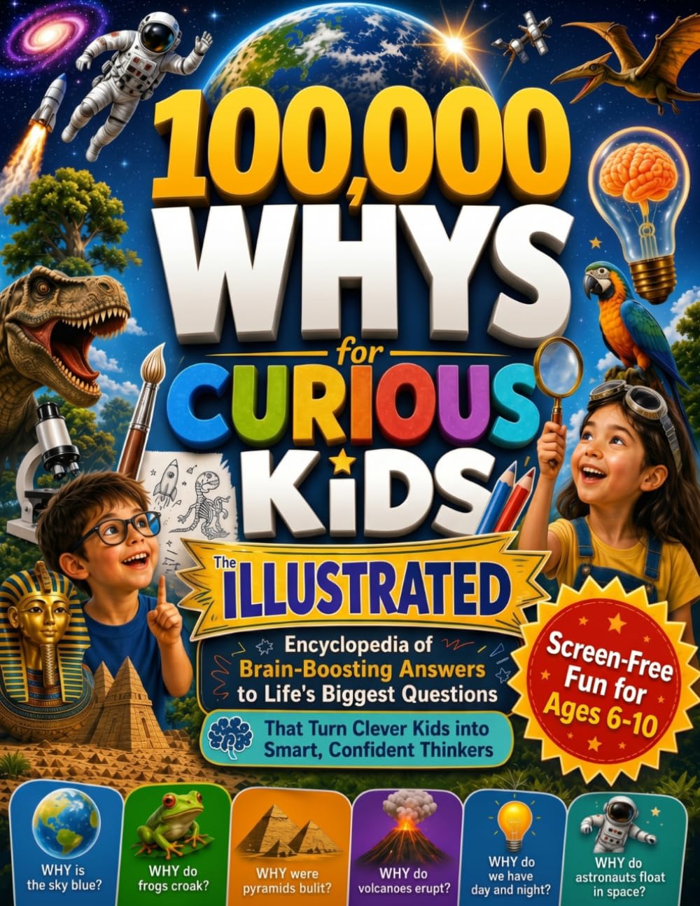 100,000 Whys for Curious Kids: The Illustrated Encyclopedia of Brain-Boosting Answers to Life’s Biggest Questions That Turn Clever Kids into Smart, Confident Thinkers - Screen-Free Fun for Ages 6–10