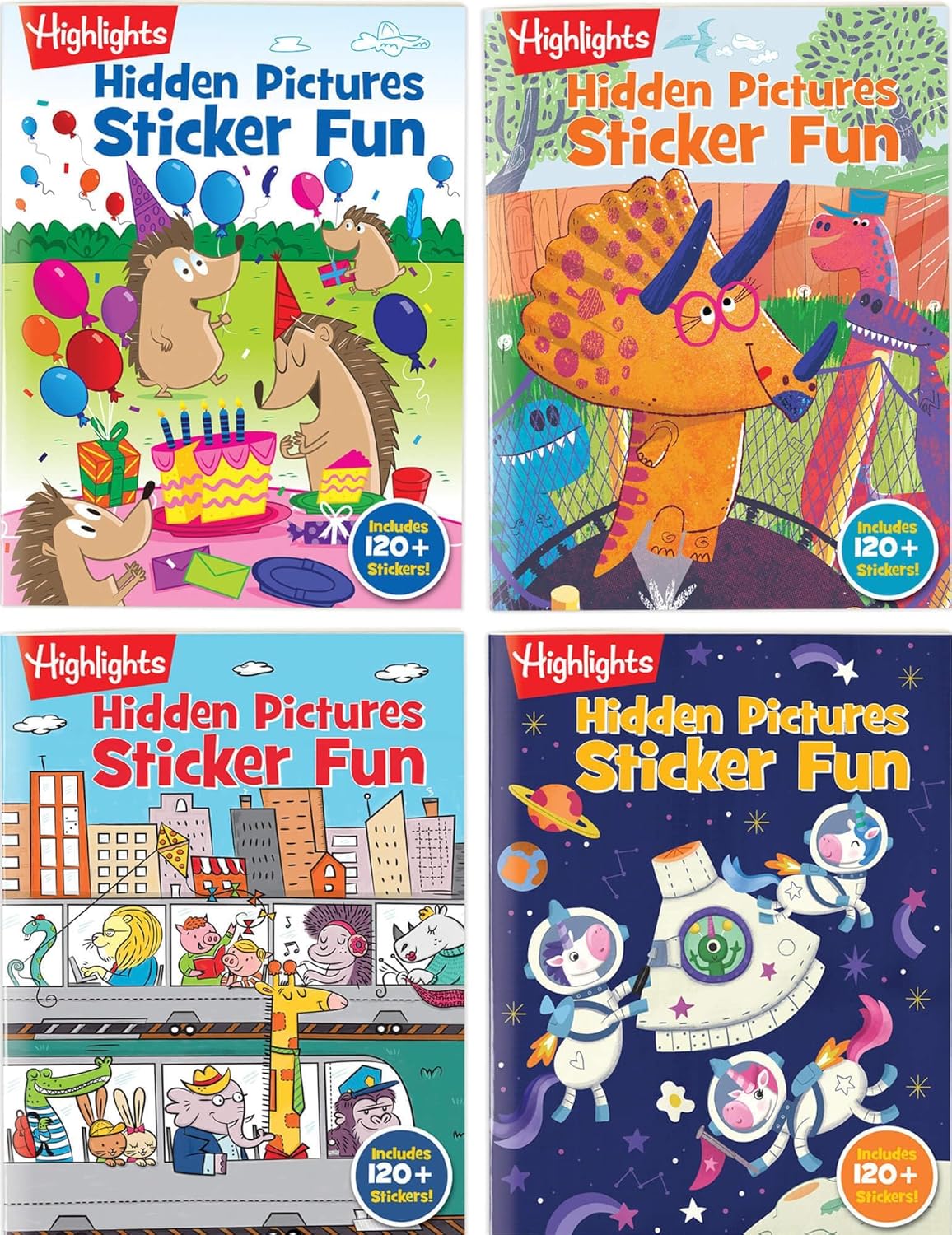 Highlights Hidden Pictures Sticker Fun Sticker Books for Kids Ages 3-6, 4-Pack, 64 Pages - Volume 2
