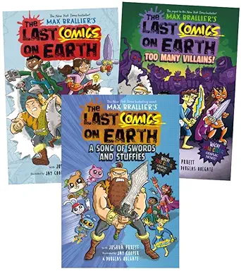 Last Comics on Earth Series 3 Books Set - The Last Comics on Earth, Too Many Villains!, A Song of Swords and Stuffies